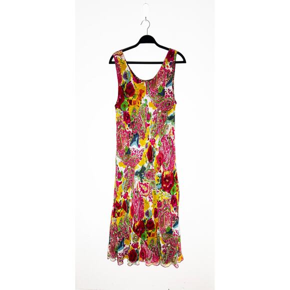 J Kara Women's Reversible Maxi Tank Dress Floral Side Animal Print Flowy - Picture 2 of 7